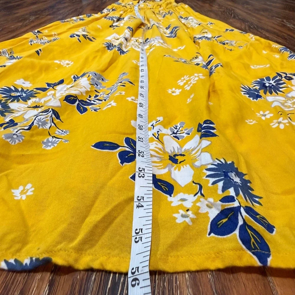 Japna Size S Yellow Floral Sleeveless Maxi Dress Boho Smocked Back Rayon FLAW